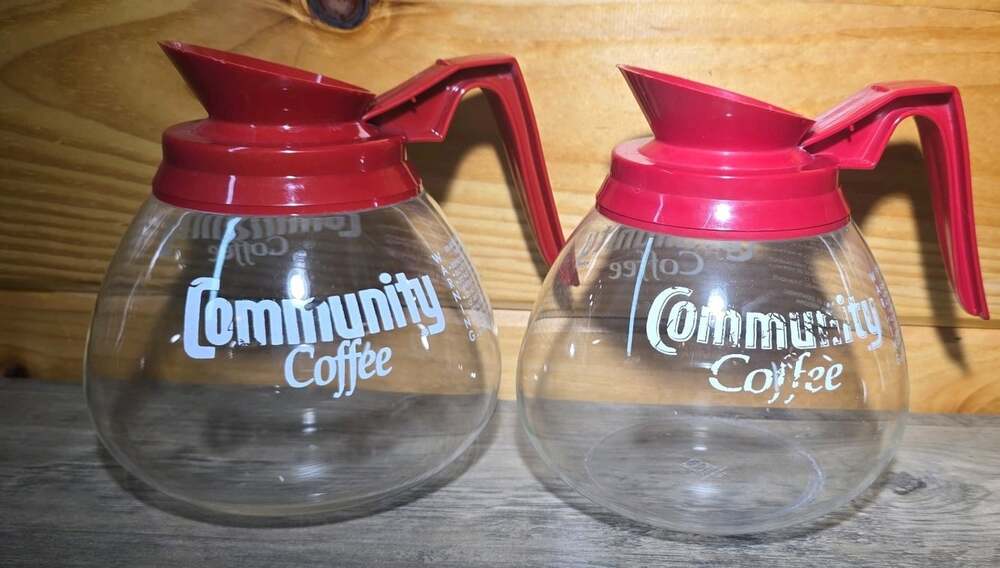 Replacement Set of 2 Community Coffee Glass Pot Red Handle